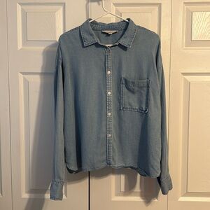 LOFT Soft Blue Button-Up Shirt